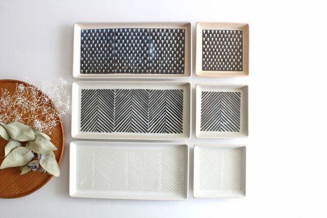 ORIME Rectangle Plate Herringbone White | Sushi Plate Hasami Ware-Detail14
