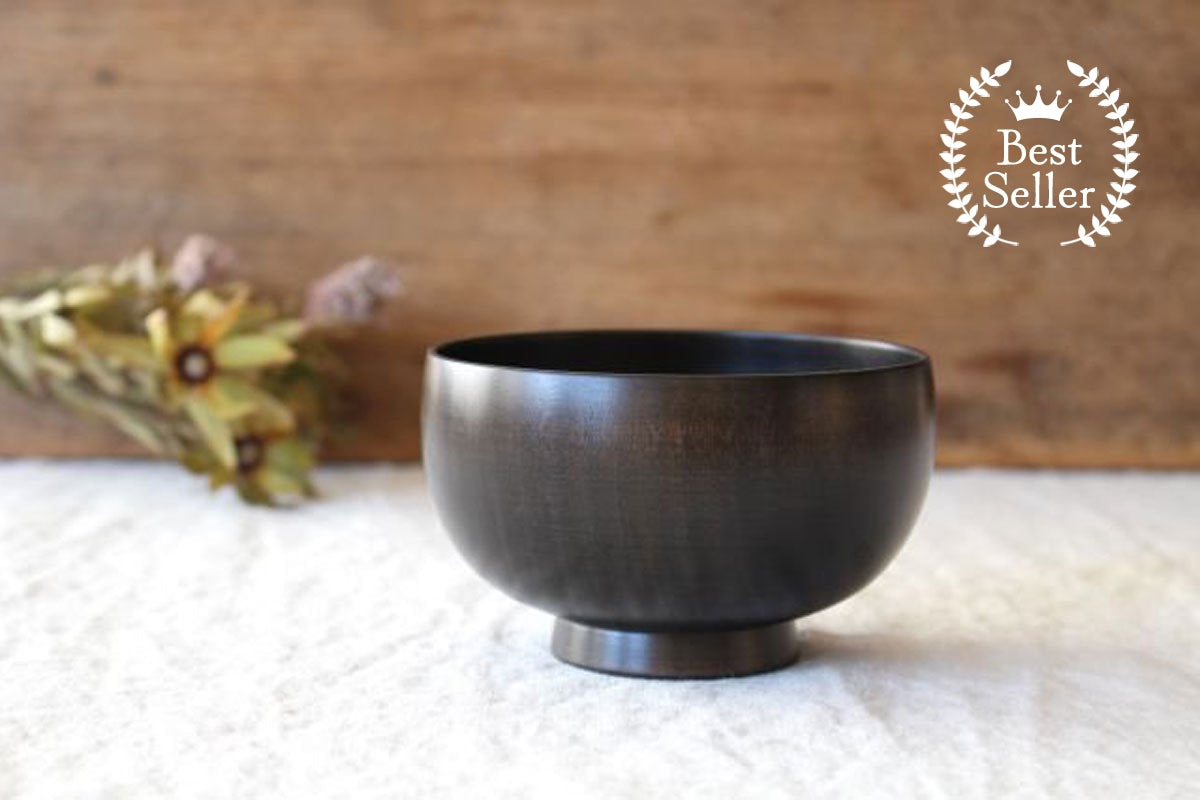 Shirasagi Woodworking Soup Bowl Black Sakura M | Lacquerware