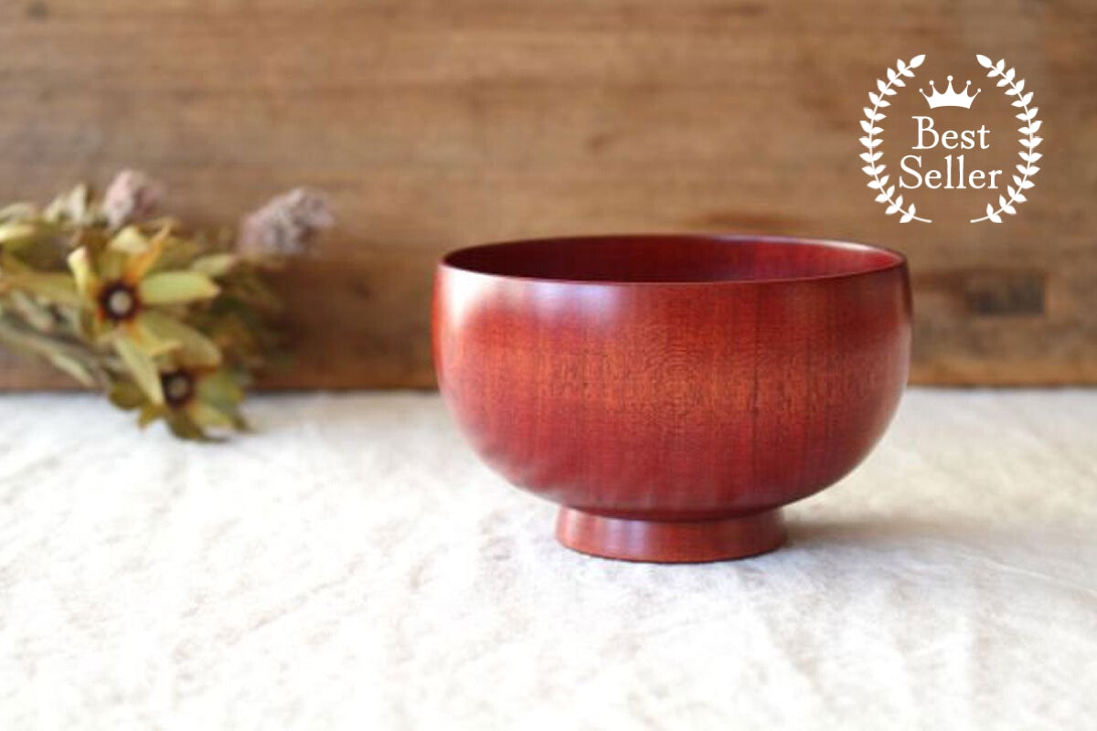 Shirasagi Woodworking Soup Bowl Red Sakura M | Lacquerware