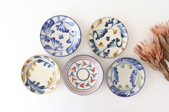 Toshin Kiln Round Plate Blue Arabesque 15cm/5.9in | Tsuboya Ware Yachimun-Detail12