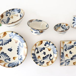 Toshin Kiln Round Plate Blue&Brown Arabesque 15cm/5.9in | Tsuboya Ware Yachimun-Detail13