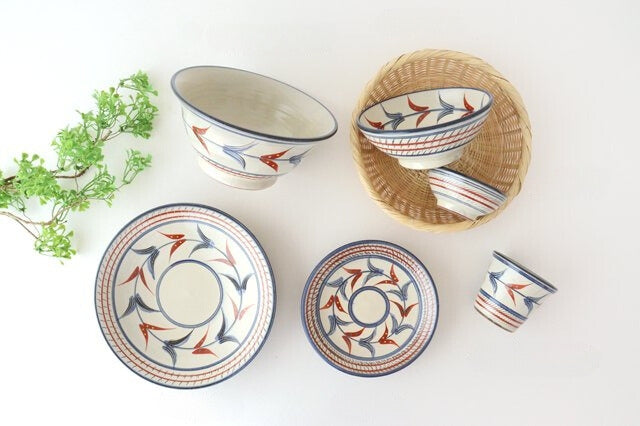 Toshin Kiln Round Plate Red Bougainvillea 15cm/5.9in | Tsuboya Ware Yachimun-Detail13