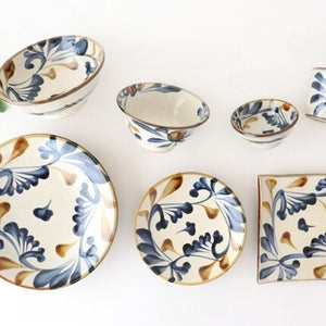 Toshin Kiln Round Plate Blue&Brown Arabesque 21cm/8.3in | Tsuboya Ware  Yachimun-Detail13