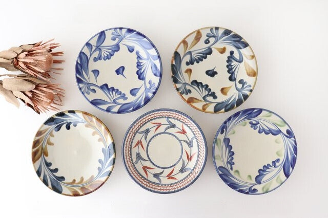 Toshin Kiln Round Plate Deigo Arabesque 21cm/8.3in | Tsuboya Ware  Yachimun-Detail12