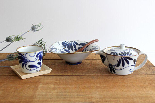Deformed Bowl Blue Arabesque M | Serving Bowl Hasami Ware