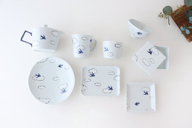 Square plate porcelain cloud swallow Arita ware-Detail12