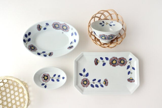 Octagonal long plate, flower crest, porcelain, Arita ware-Detail12