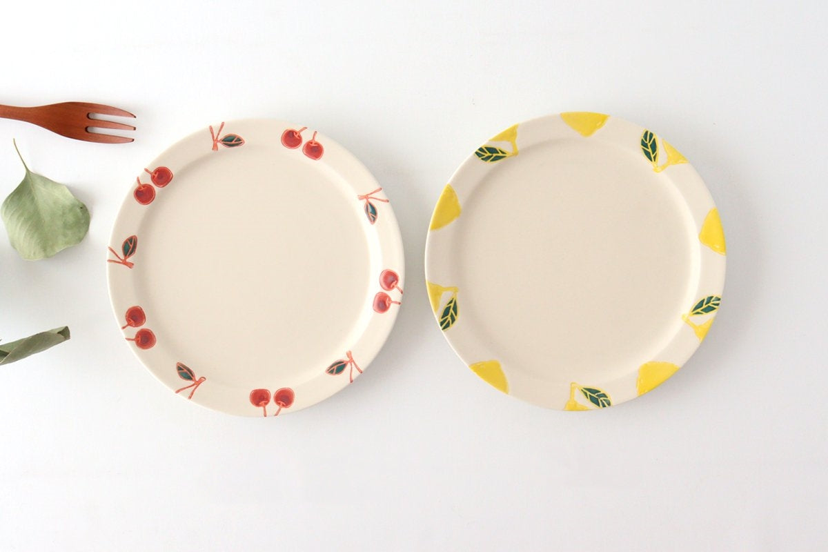 Plate M cherry porcelain fruits Hasami ware-Detail13