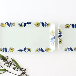 Rectangle Plate Yellow Flower | Sushi Plate Hasami Ware-Detail13