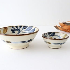 Toshin Kiln Small Bowl Blue and Brown Arabesque 9cm/3.5in | Kobachi Tsuboya Ware Yachimun-Detail13
