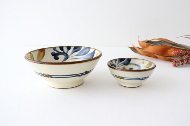 Toshin Kiln Small Bowl Blue and Brown Arabesque 9cm/3.5in | Kobachi Tsuboya Ware Yachimun-Detail13