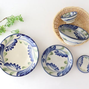 Toshin Kiln Small Bowl Blue and Green Arabesque 9cm/3.5in | Kobachi Tsuboya Ware Yachimun-Detail14