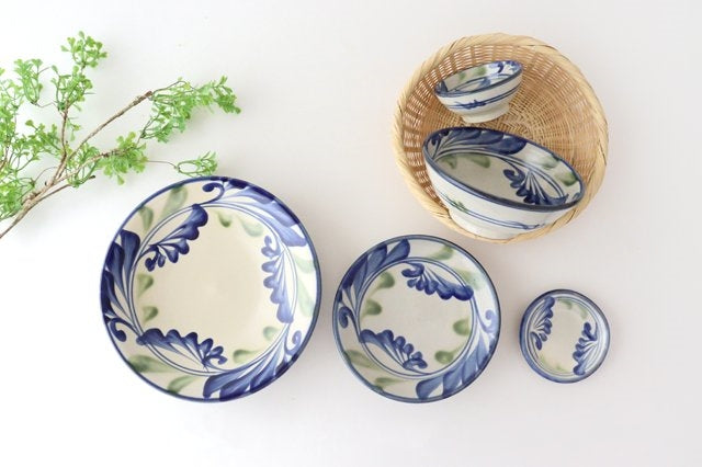 Toshin Kiln Small Bowl Blue and Green Arabesque 9cm/3.5in | Kobachi Tsuboya Ware Yachimun-Detail14