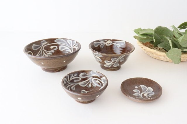 Toshin Kiln Small Bowl Slip-trailing 9cm/3.5in | Kobachi Tsuboya Ware Yachimun-Detail13