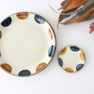 Toshin Kiln Round Plate Brown and Blue Dots 21cm/8.3in | Tsuboya Ware  Yachimun-Detail13