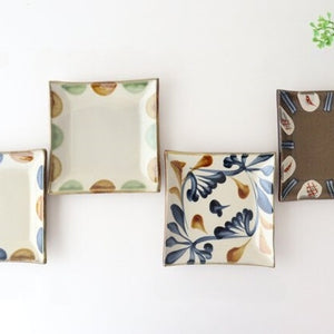 Toshin Kiln Square Plate Arabesque Blue&Brown | Sushi Plae Tsuboya Ware Yachimun-Detail12