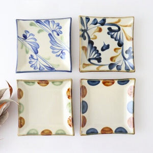 Toshin Kiln Square Plate Arabesque Blue | Sushi Plae Tsuboya Ware Yachimun-Detail12