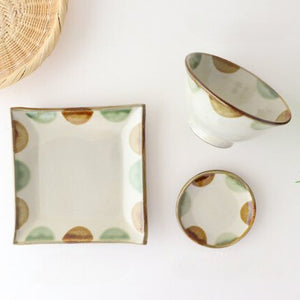 Toshin Kiln Small Round Plate Brown and Green Dots 9cm/3.5in | Tsuboya Ware Yachimun-Detail13