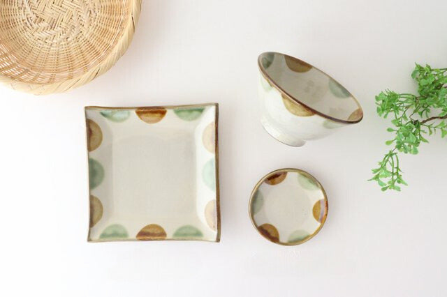 Toshin Kiln Small Round Plate Brown and Green Dots 9cm/3.5in | Tsuboya Ware Yachimun-Detail13