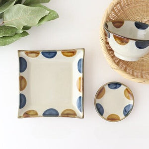 Toshin Kiln Small Round Plate Brown and Blue Dots 9cm/3.5in | Tsuboya Ware Yachimun-Detail13