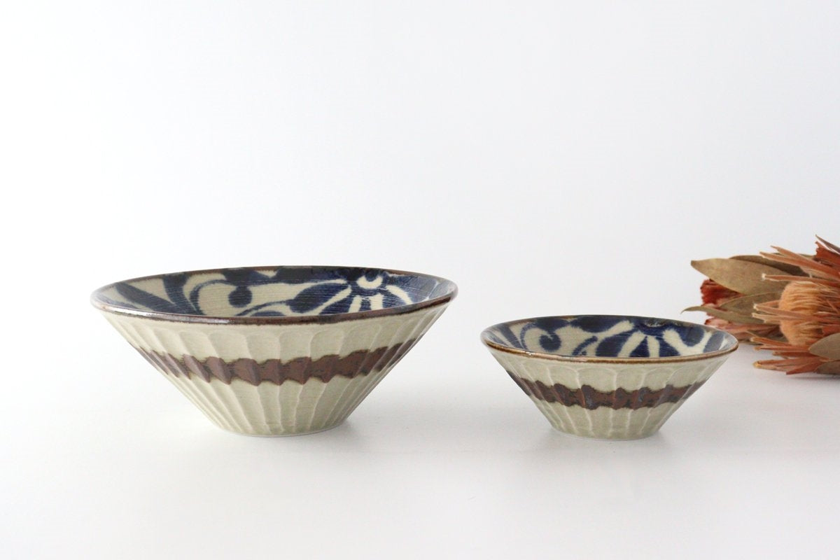 Deep Bowl Blue Arabesque Large | Ramen Bowl Mino ware