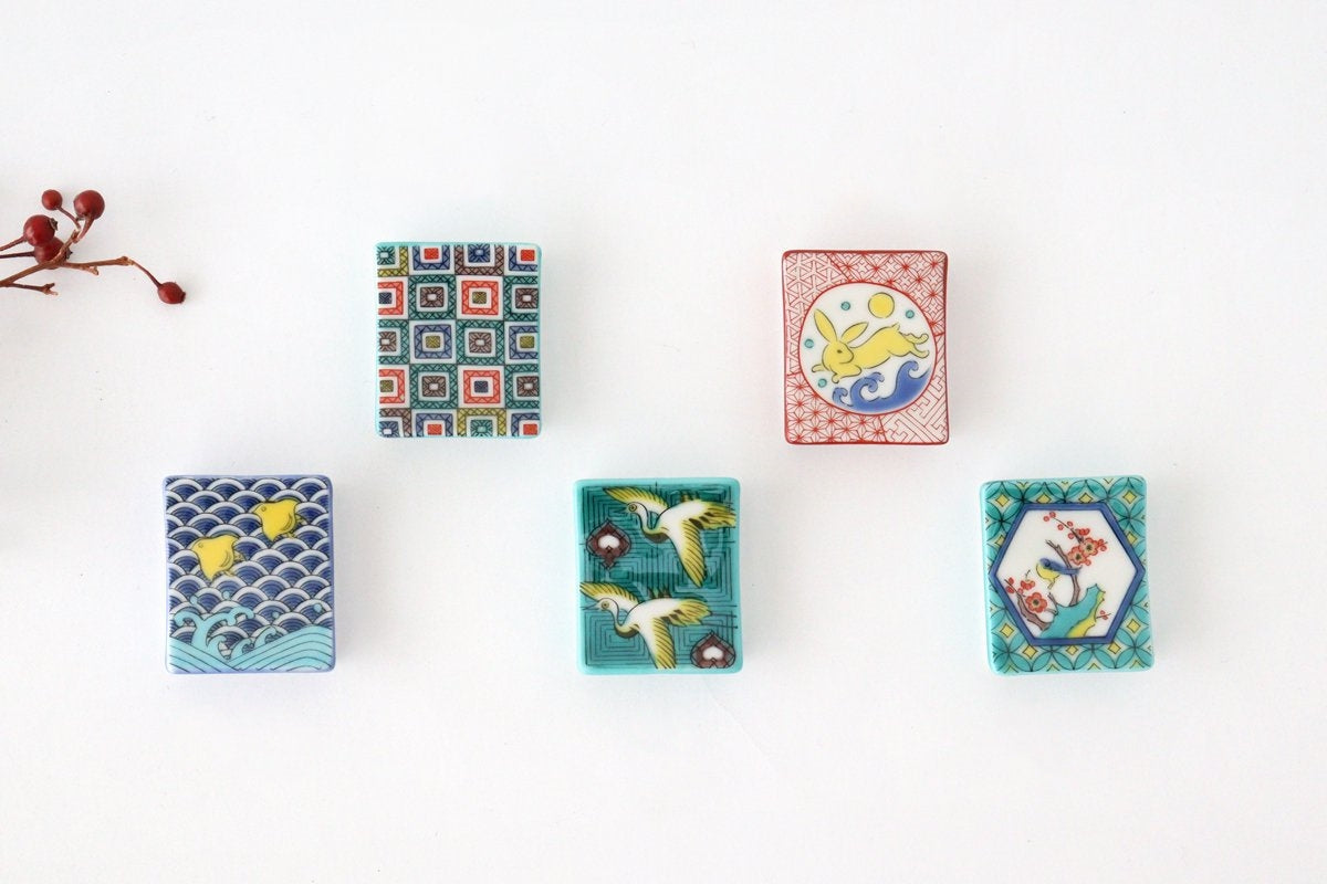 Seikou Kiln Colored Chopstick Rest Flowers and Birds | Hashioki Kutani Ware-Detail11