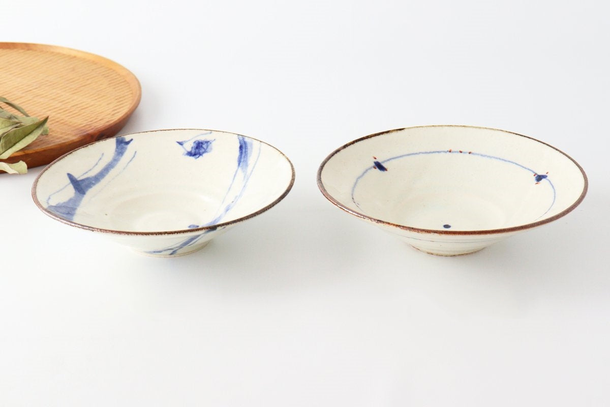 Minami Kiln Shallow Bowl Blue-lined Annan 18cm/7.1in | Serving Bowl Mino Ware-Detail13