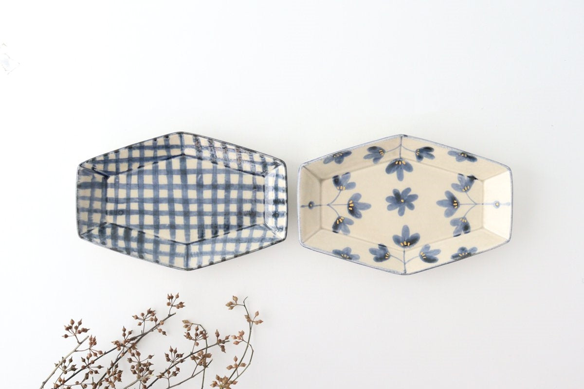 Hexagonal Long Plate Flower Pattern | Arita Ware