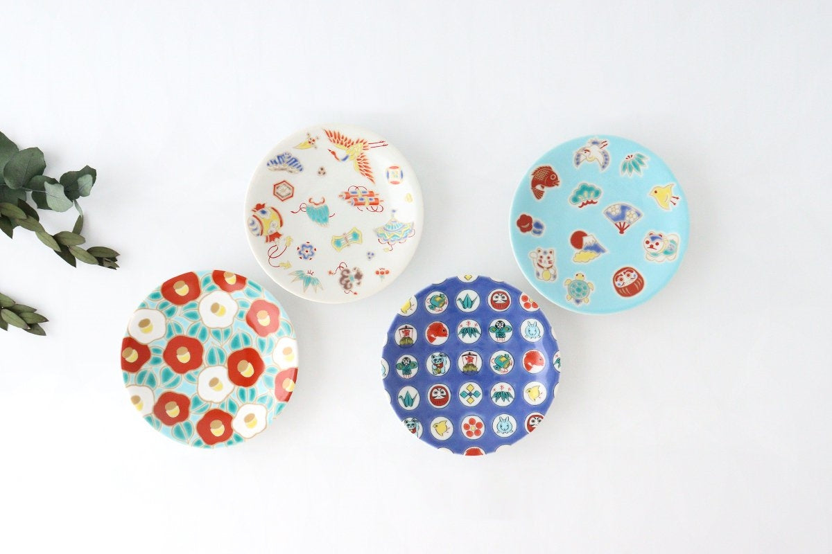 Seikou Kiln Lucky Small Plate Camellia|Kutani Ware