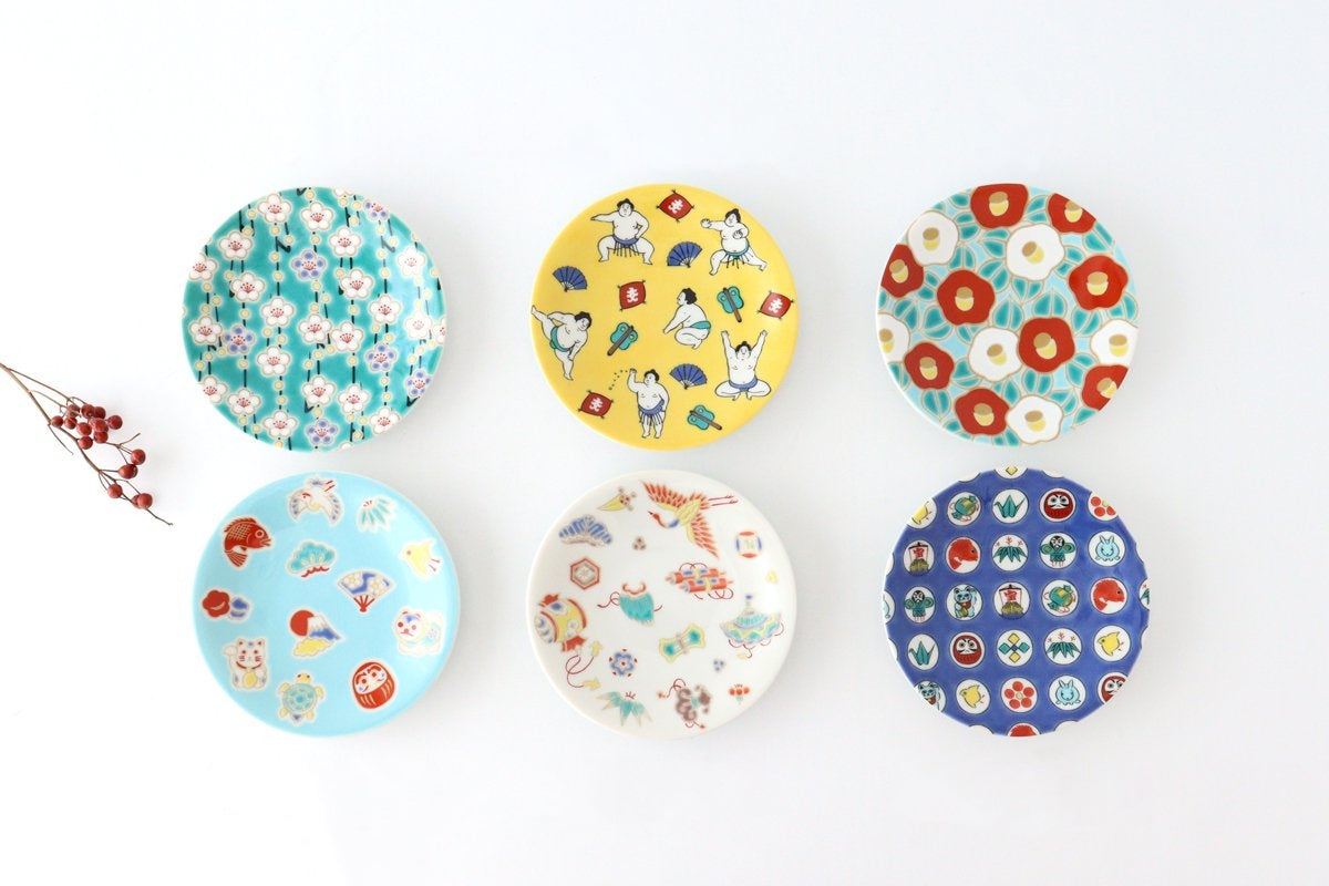 Seikou Kiln Lucky Small Plate Sumo|Kutani Ware