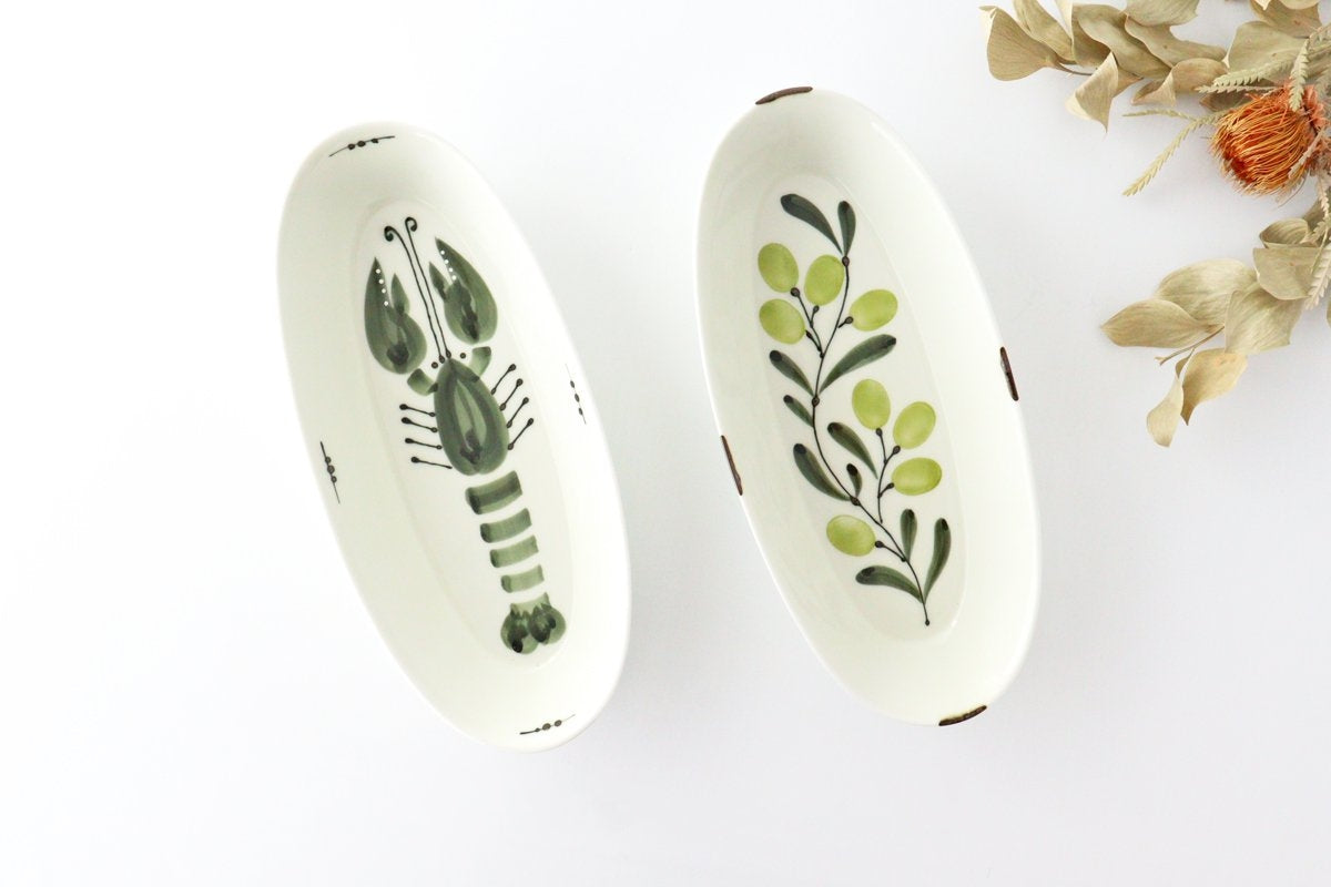 Oval Plate Olive Green | Hasami Ware