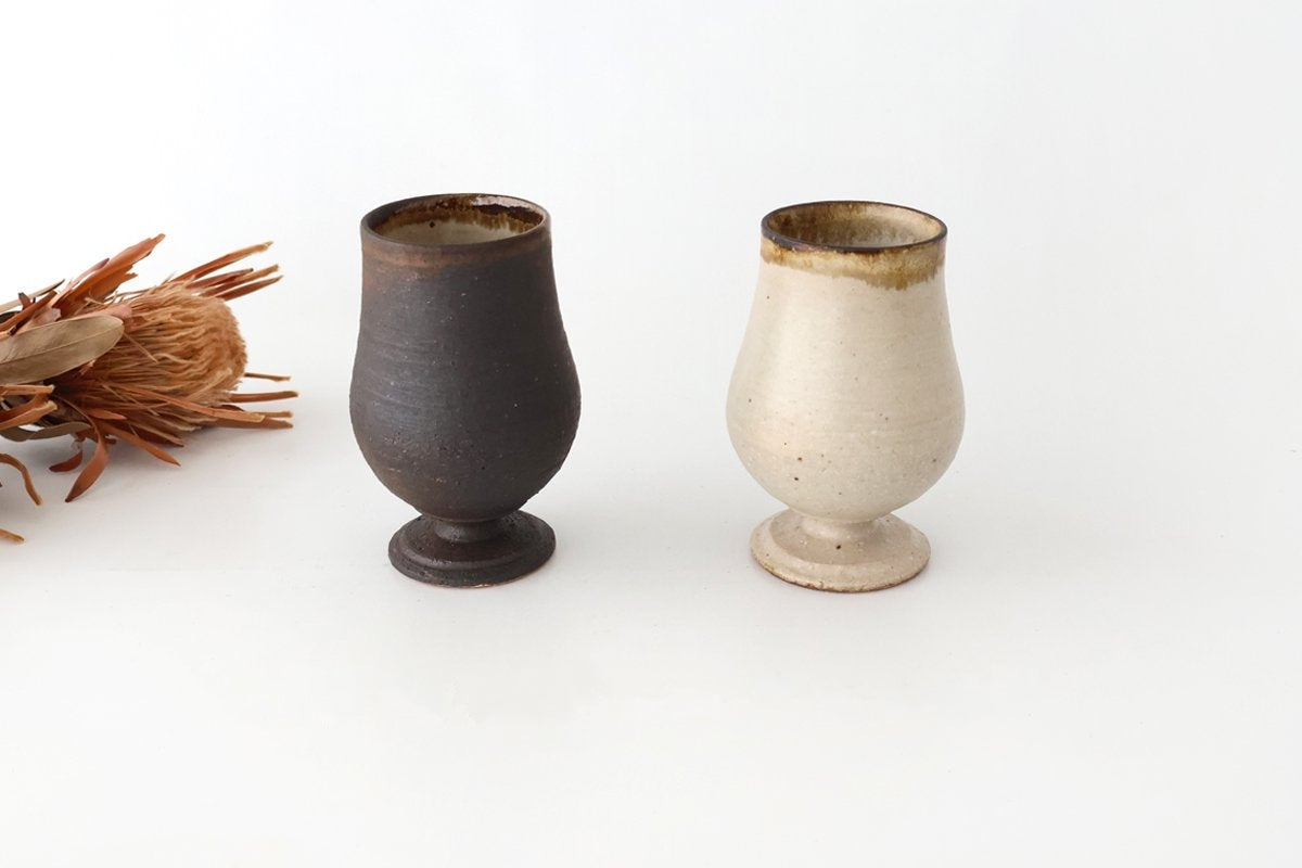 Kosendo Sake Cup Goblet Brown Tag | Shigaraki Ware-Detail6
