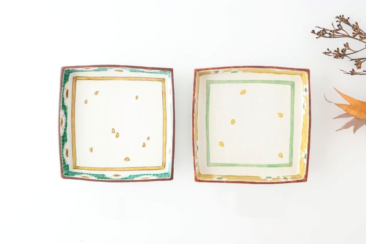 Kutani Bitoen Square Plate Plum Pattern 19cm/7.5in | Kutani Ware