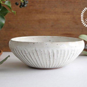 Large Bowl Shinogi White | Serving Bowl Mino Ware-TOP