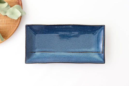 ORLO Long Square Plate Indigo Blue L | Sushi Plate Mino Ware-TOP