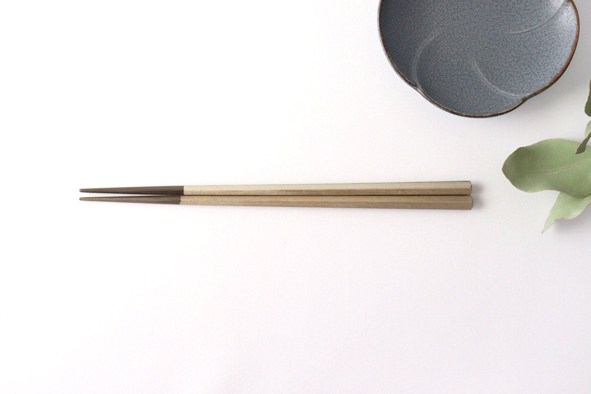 KORINDO Pentagonal Chopsticks Wipe Lacquer Black Silver 23.5cm /9.25in