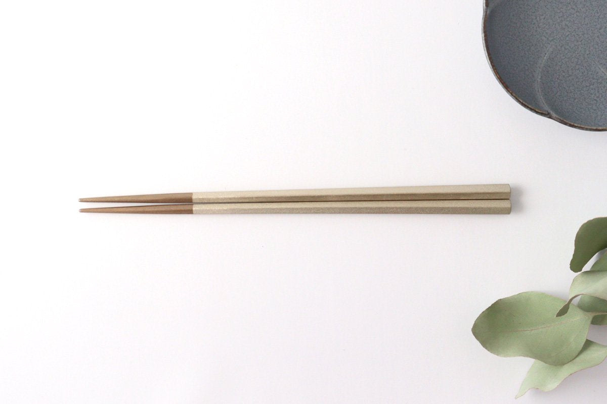 KORINDO Pentagonal Chopsticks Wipe Lacquer White Silver 23.5cm /9.25in