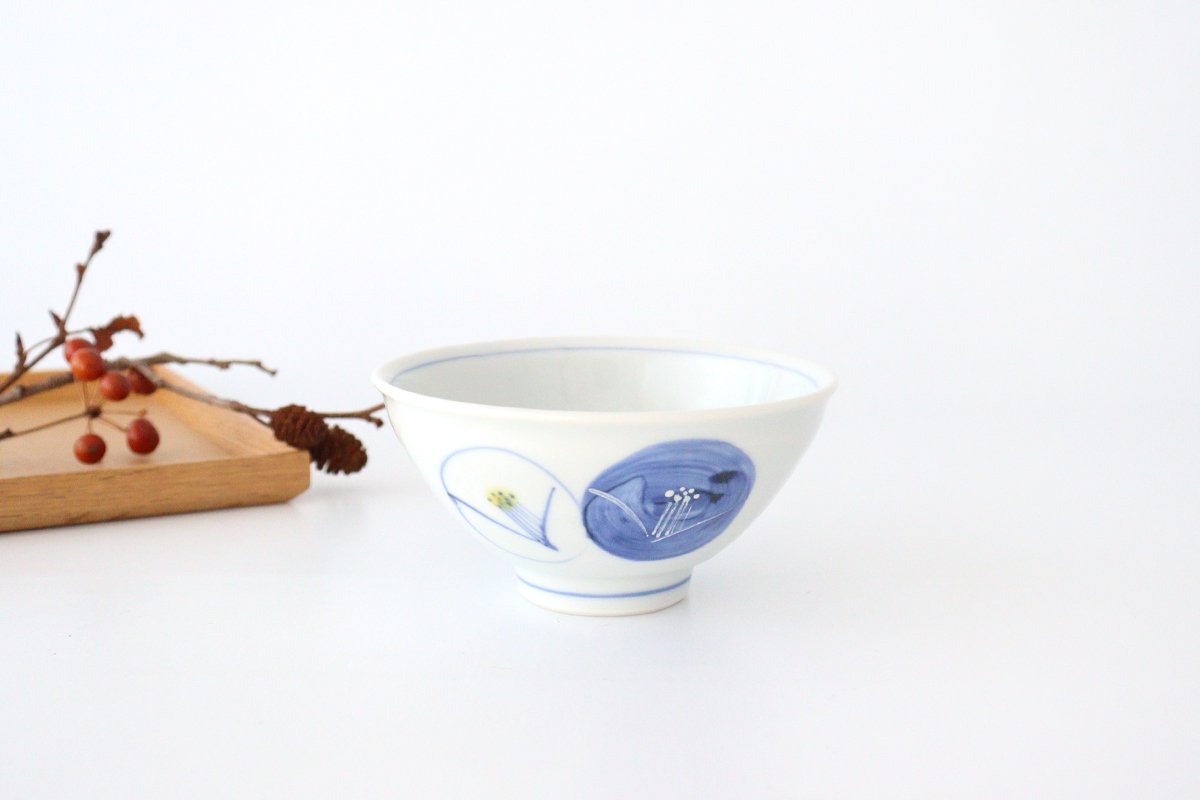 Zoho Klin Rice Bowl Blue Camellia | Mino Ware
