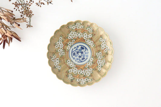 Rinkurou Kiln Round Plate Old Imari Sakura Tree Pattern 18.5cm/7.3in | Hasami Ware-TOP