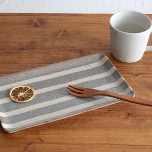 Rectangle Plate Gray Stripes | Sushi Plate Mino Ware