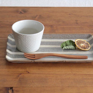 Rectangle Plate Gray Stripes | Sushi Plate Mino Ware