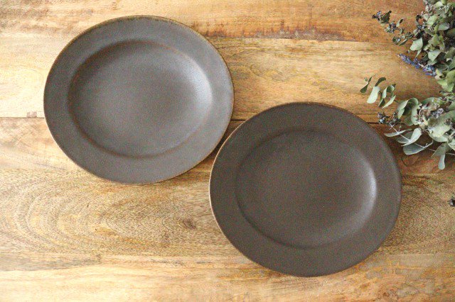 Rust glaze oval rim plate pottery Furuya Seisho