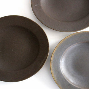 Rust glaze oval rim plate pottery Furuya Seisho