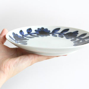 18cm plate navy porcelain daisy Hasami ware
