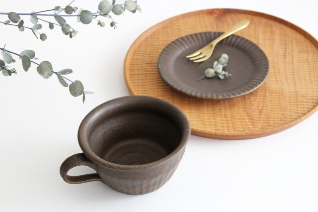 Rust glaze Hand-cut soup cup Pottery Furuya Seisho