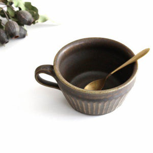 Rust glaze Hand-cut soup cup Pottery Furuya Seisho