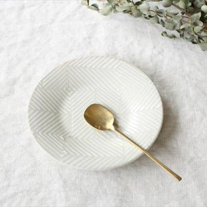 ORIME Round Plate Herringbone White 12cm/4.7in | Hasami Ware