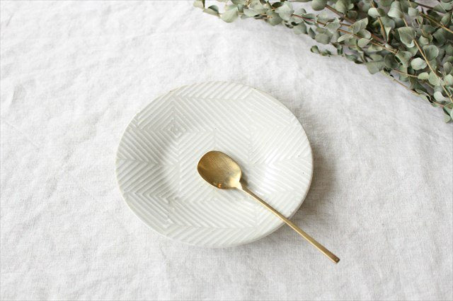 ORIME Round Plate Herringbone White 12cm/4.7in | Hasami Ware