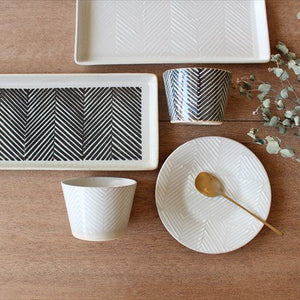 ORIME Round Plate Herringbone White 12cm/4.7in | Hasami Ware