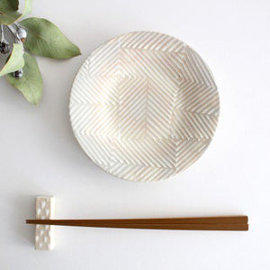 ORIME Round Plate Herringbone White 12cm/4.7in | Hasami Ware